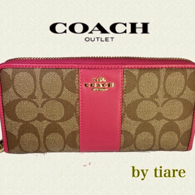 COACH(コーチ)の限定セール❣️新品コーチ長財布F52859ピンク×カーキ ラウンドファスナー レディースのファッション小物(財布)の商品写真