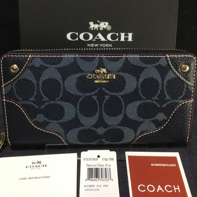 COACH(コーチ)の限定セール❣️新品コーチ長財布F53769デニム×レザー ラウンドファスナー レディースのファッション小物(財布)の商品写真