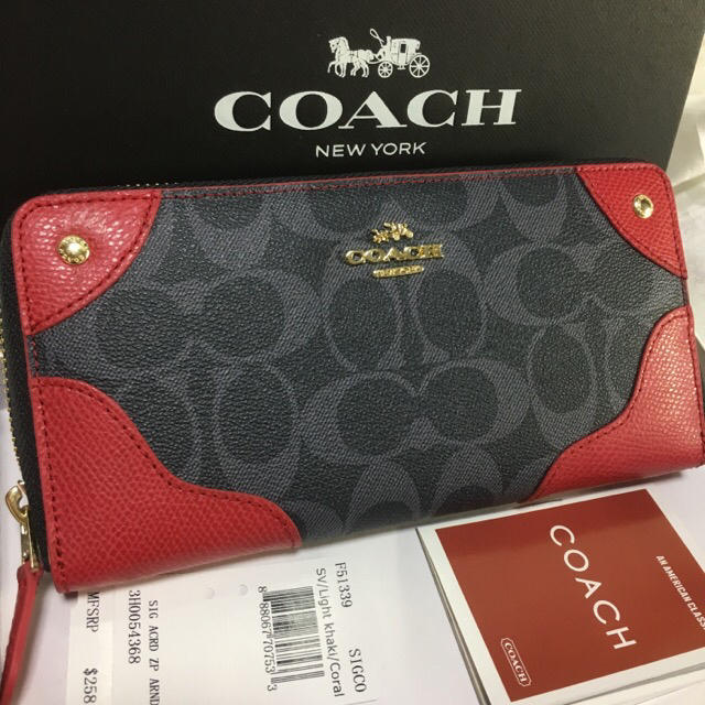 COACH(コーチ)の限定セール❣️新品コーチ長財布F53780ダークネイビー×クラシックレッド レディースのファッション小物(財布)の商品写真