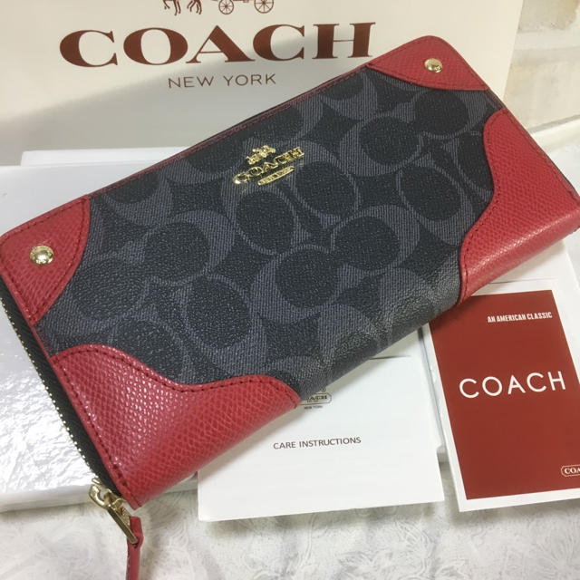 COACH(コーチ)の限定セール❣️新品コーチ長財布F53780ダークネイビー×クラシックレッド レディースのファッション小物(財布)の商品写真