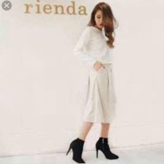 リエンダ(rienda)のrienda リエンダ ベロアギャザーフレア ガウチョJ/Wパンツ(カジュアルパンツ)