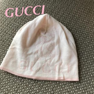 グッチ(Gucci)の【定価8000円】GUCCI ベビーニット帽 ピンク×アイボリー(帽子)