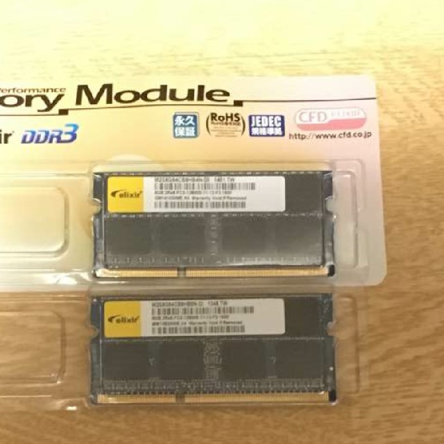 ノート用DDR3メモリ16GB(8×2) CFD D3N1600Q8G-