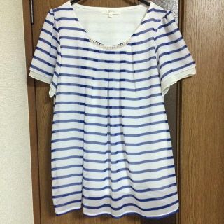 グローブ(grove)のシフォンボーダーチュニック(シャツ/ブラウス(半袖/袖なし))