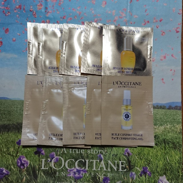 L'OCCITANE(ロクシタン)の使い比べ ロクシタン オイルサンプル  ２種類 10個セット ディヴァイン シア コスメ/美容のスキンケア/基礎化粧品(フェイスオイル/バーム)の商品写真