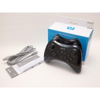 ウィーユー(Wii U)の【美品】WiiU PRO コントローラ 黒(kuro)　任天堂純正品(家庭用ゲーム機本体)