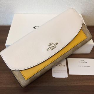 コーチ(COACH)のCOACH コーチ バナナ イエロー チョーク カラーブロック 長財布 黄色(財布)