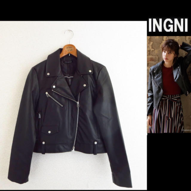 INGNI(イング)の最新★INGNI(イング)ライダースJK ★黒 レディースのジャケット/アウター(ライダースジャケット)の商品写真