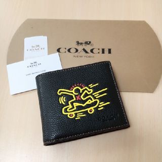 コーチ(COACH)の新品未使用　COACH 二つ折り財布　人気　キースヘリング　ブラック(折り財布)