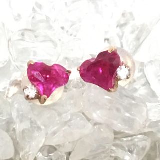 ★Hatch様★ルビー&ダイヤモンドK10ハートピアス★大丸百貨店購入(ピアス)