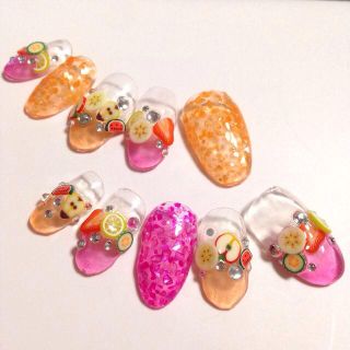 クリアシェル×フルーツ🍊ネイルチップ コスメ/美容のネイル(つけ爪/ネイルチップ)の商品写真