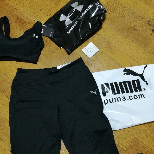 PUMA(プーマ)の2点　プーマレギンスとアンダーアーマースポーツブラ レディースのレッグウェア(レギンス/スパッツ)の商品写真