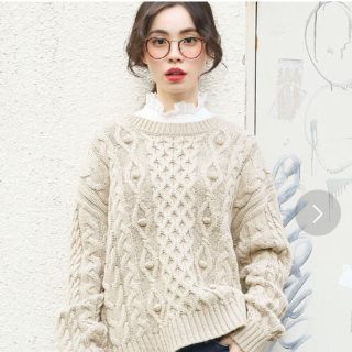 ローリーズファーム(LOWRYS FARM)のケーブルポンポンニット♡新品タグ付き(ニット/セーター)