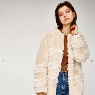 MOUSSY  新品 FAUX FUR STRIPE ジャケット コート