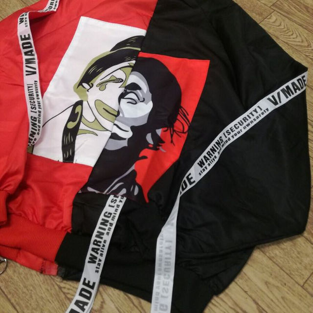 【最安値♥】ピエロジャケット MA-1 韓国  ストリート系　オルチャン 黒/赤 メンズのジャケット/アウター(ブルゾン)の商品写真