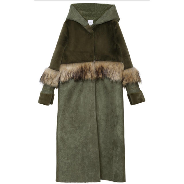 Ameri FUR DOCKING MOUTON COAT カーキ-