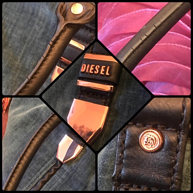 DIESEL(ディーゼル)のDlESEL ベロア×黒革クラッシックなショルダーバッグ/ハンドバッグ レディースのバッグ(ショルダーバッグ)の商品写真