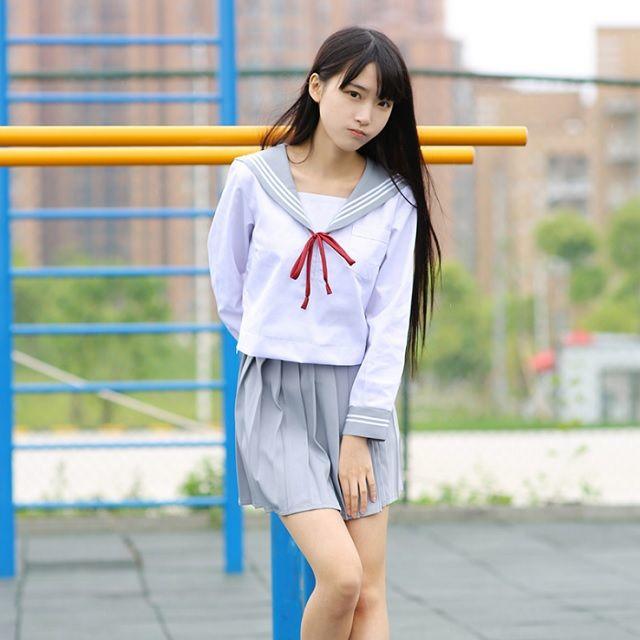 セーラー服 制服 学生服 コスプレ グレー 長袖 Lサイズ 冬服の通販 by