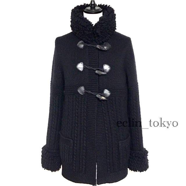 CHANEL(シャネル)のシャネル カシミヤ100% ニット ダッフルコート フリンジ 36 黒 E583 レディースのジャケット/アウター(ニットコート)の商品写真