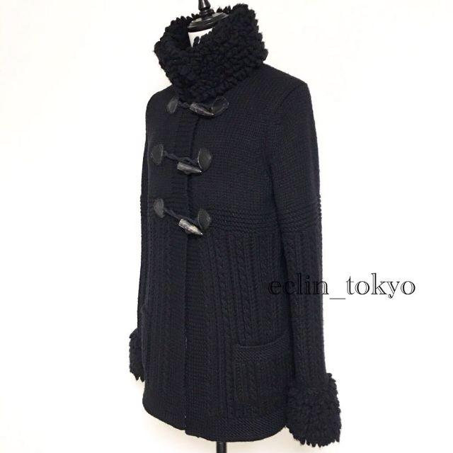 CHANEL(シャネル)のシャネル カシミヤ100% ニット ダッフルコート フリンジ 36 黒 E583 レディースのジャケット/アウター(ニットコート)の商品写真