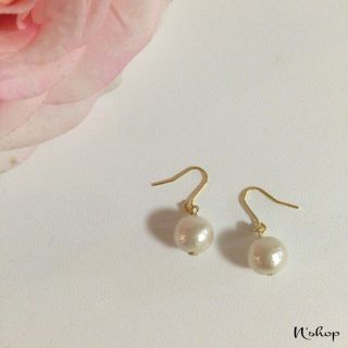 シンプル＊コットンパールピアス(ピアス)