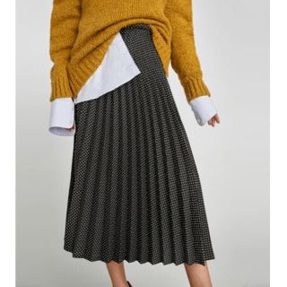 ザラ(ZARA)のZARA ザラ ドット柄プリーツスカート Sサイズ(ロングスカート)