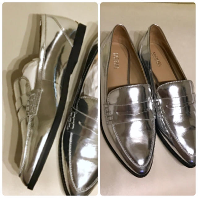 Michael Kors(マイケルコース)のMICHAEL KORS 未使用 シルバー  ポインテッドトゥーローファー レディースの靴/シューズ(ローファー/革靴)の商品写真