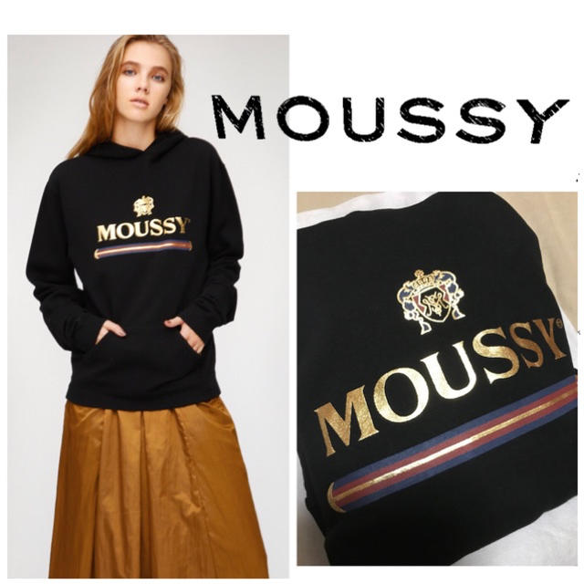 moussy(マウジー)のMOUSSY CLASSIC パーカー 💜 ブラック💜新品 レディースのトップス(パーカー)の商品写真