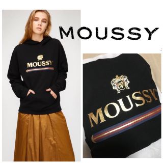 マウジー(moussy)のMOUSSY CLASSIC パーカー 💜 ブラック💜新品(パーカー)