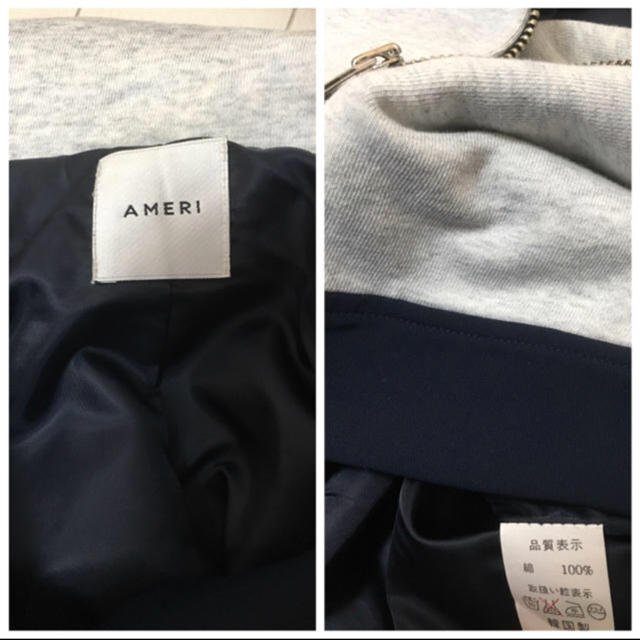 Ameri VINTAGE(アメリヴィンテージ)の【美品】Ameri  BICOLOR SWEAT RIDERS  ライダース レディースのジャケット/アウター(ライダースジャケット)の商品写真