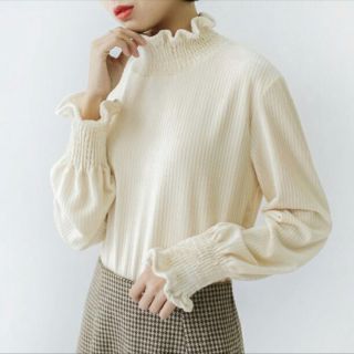 ❤️即完売❤️ THE EDDA フリルネック ベロア zara 系 (シャツ/ブラウス(長袖/七分))