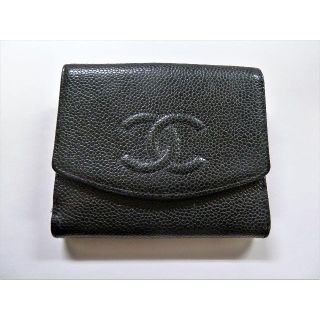 シャネル(CHANEL)の美品　シャネル ココマーク キャビアスキン Wホック折財布(財布)