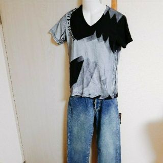 ディーゼル(DIESEL)のDIESEL メンズＴシャツ 黒×グレー(Tシャツ/カットソー(半袖/袖なし))