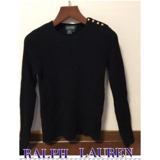 ラルフローレン(Ralph Lauren)のLAUREN 肩ボタン ミドルゲージ リブ ニット ラルフローレン 濃紺 M(ニット/セーター)