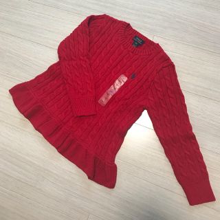 ラルフローレン(Ralph Lauren)の★新品★ラルフローレン★ニット★ぺプラムニット★カーディガン 同型★7T/8T赤(ニット)