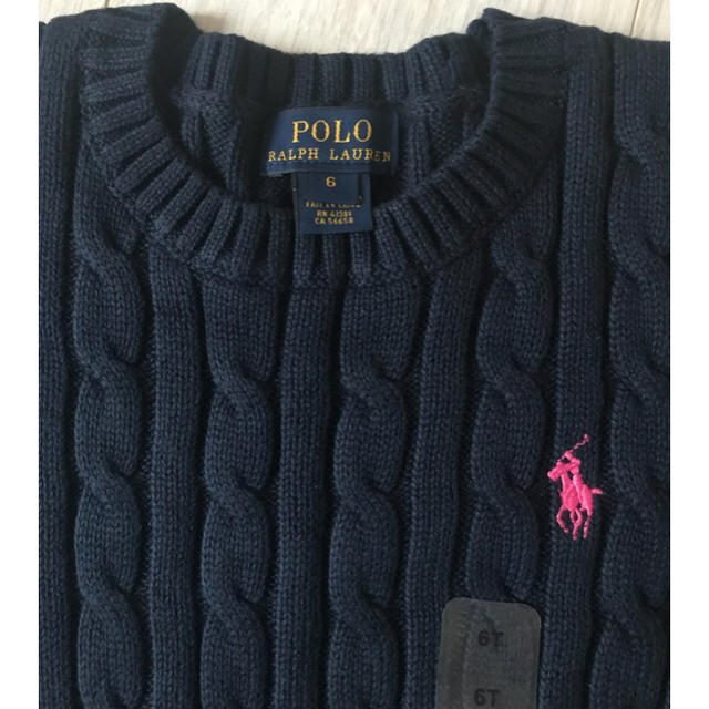 POLO RALPH LAUREN(ポロラルフローレン)の★新品★ラルフローレン★ニット★ぺプラムニット★カーディガン 同型★6T紺 キッズ/ベビー/マタニティのキッズ服女の子用(90cm~)(ニット)の商品写真