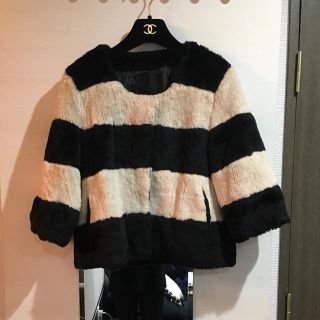 ザラ(ZARA)のボーダーアウター(毛皮/ファーコート)