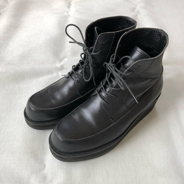 Y's(ワイズ)のY's YOHJI YAMAMOTO / ブラック 黒 レザーブーツ 厚底ブーツ レディースの靴/シューズ(ブーツ)の商品写真