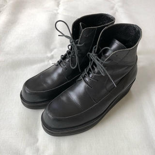 ワイズ(Y's)のY's YOHJI YAMAMOTO / ブラック 黒 レザーブーツ 厚底ブーツ(ブーツ)