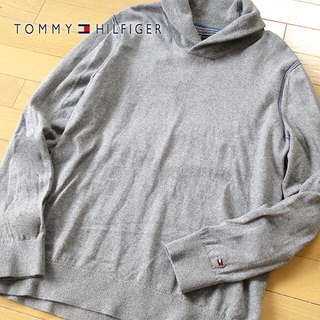 トミーヒルフィガー(TOMMY HILFIGER)の美品 XLサイズ トミーヒルフィガー メンズ 長袖ニット グレー(ニット/セーター)