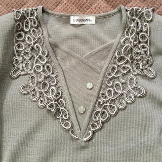 ロキエ(Lochie)のvintage★古着★美品★昭和★レトロ★ニット★トップス★刺繍★グレー★(ニット/セーター)