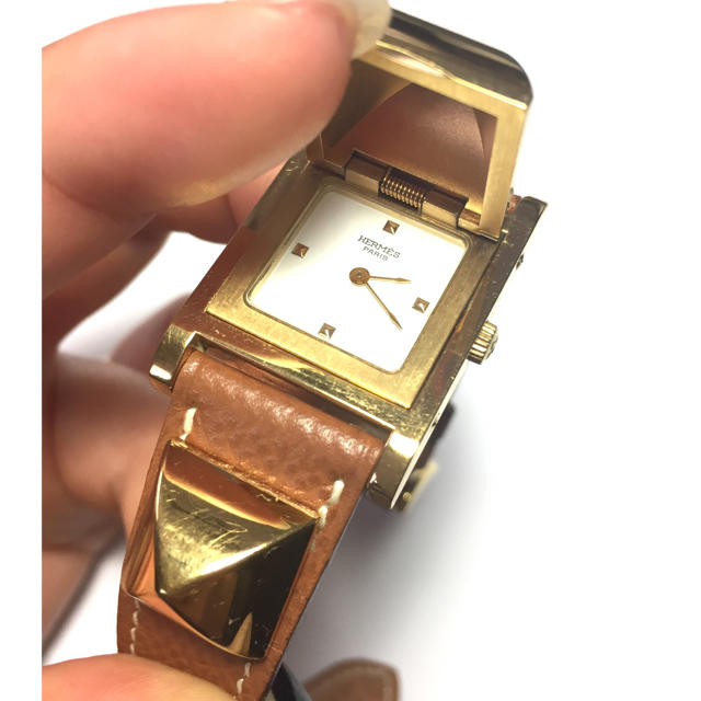 HERMES エルメス メドール 時計 ウォッチ ブラウン ゴールド