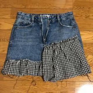 ザラ(ZARA)のゆうりんさん専用  ZARA デニムチェックスカート(ミニスカート)