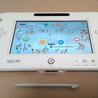 ウィーユー(Wii U)の任天堂　wiiu　ゲームパッド　白　正常動作確認済み　タッチペン付き(家庭用ゲーム機本体)