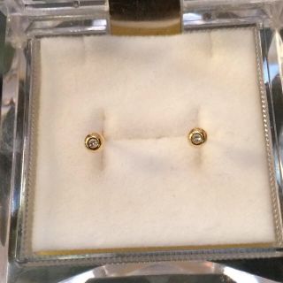 K18 3mm丸玉 ダイヤ ピアス(ピアス)