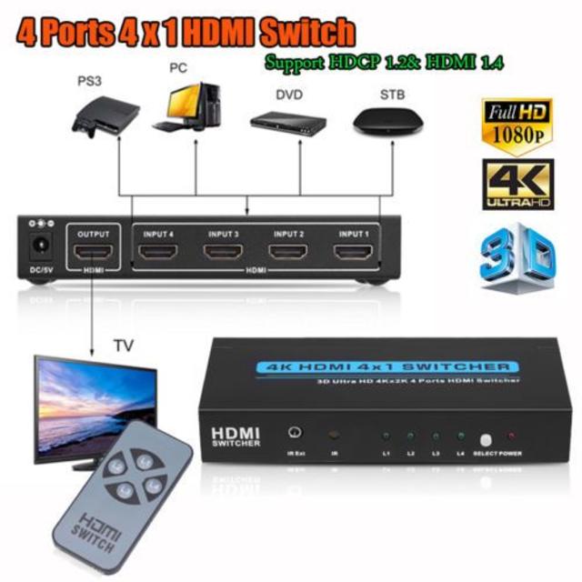 ELUTENG 4K HDMIセレクタ 4入力1出力 HDCP1.4 新品 輸入 スマホ/家電/カメラのテレビ/映像機器(その他)の商品写真