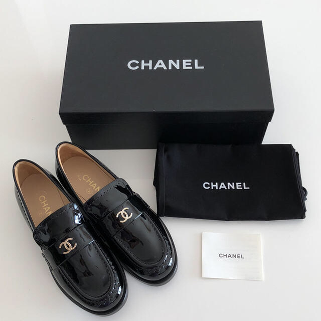 専用◆新品◆ Chanel シャネル エナメル ローファー 37.5ブラック 黒