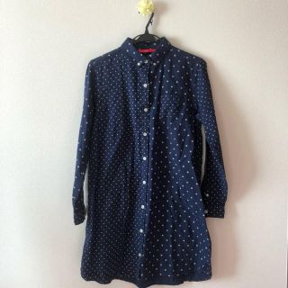 グラニフ(Graniph)のドット柄シャツワンピース(ひざ丈ワンピース)