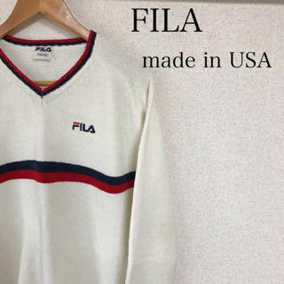 フィラ(FILA)の古着 FILA USA製 ロゴ柄 ワンポイント ニット セーター 1214(ニット/セーター)