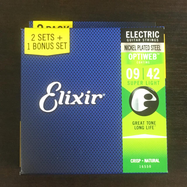 【数量限定！2セット+1ボーナスセット】ELIXER 16550 エレキギター弦 楽器のギター(弦)の商品写真